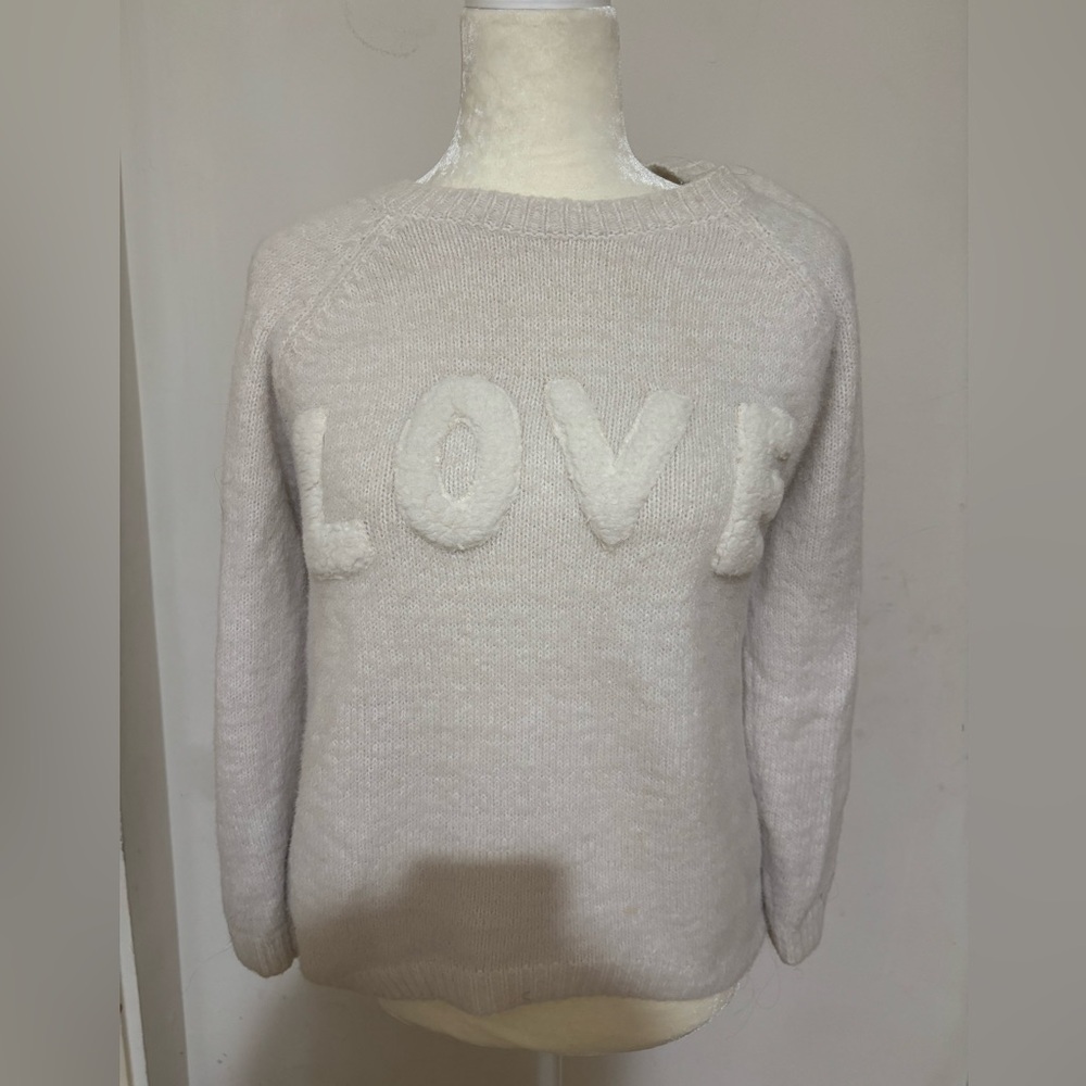 Women's Cream Sweater with 'LOVE' Design
